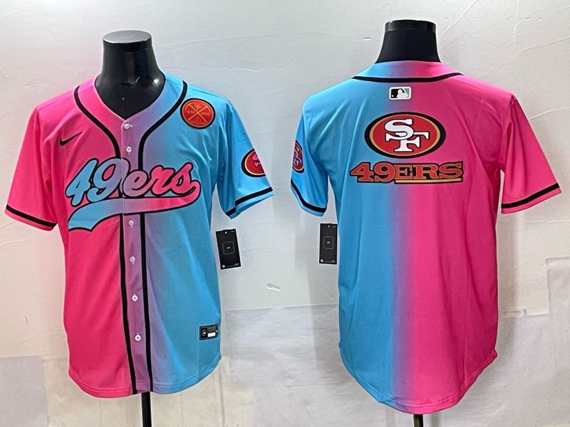 Men 2025 San Francisco 49ers Blank Blue pink Nike Limited NFL Jersey style 019